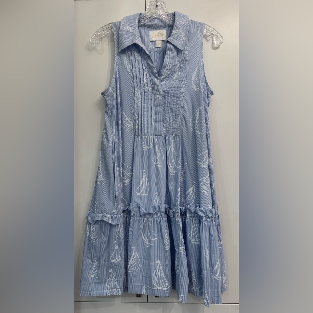 LIKE NEW Lilly Pulitzer Dress, Sz XS, Lt Blu/Wht Sailboat Print from Spring 2024